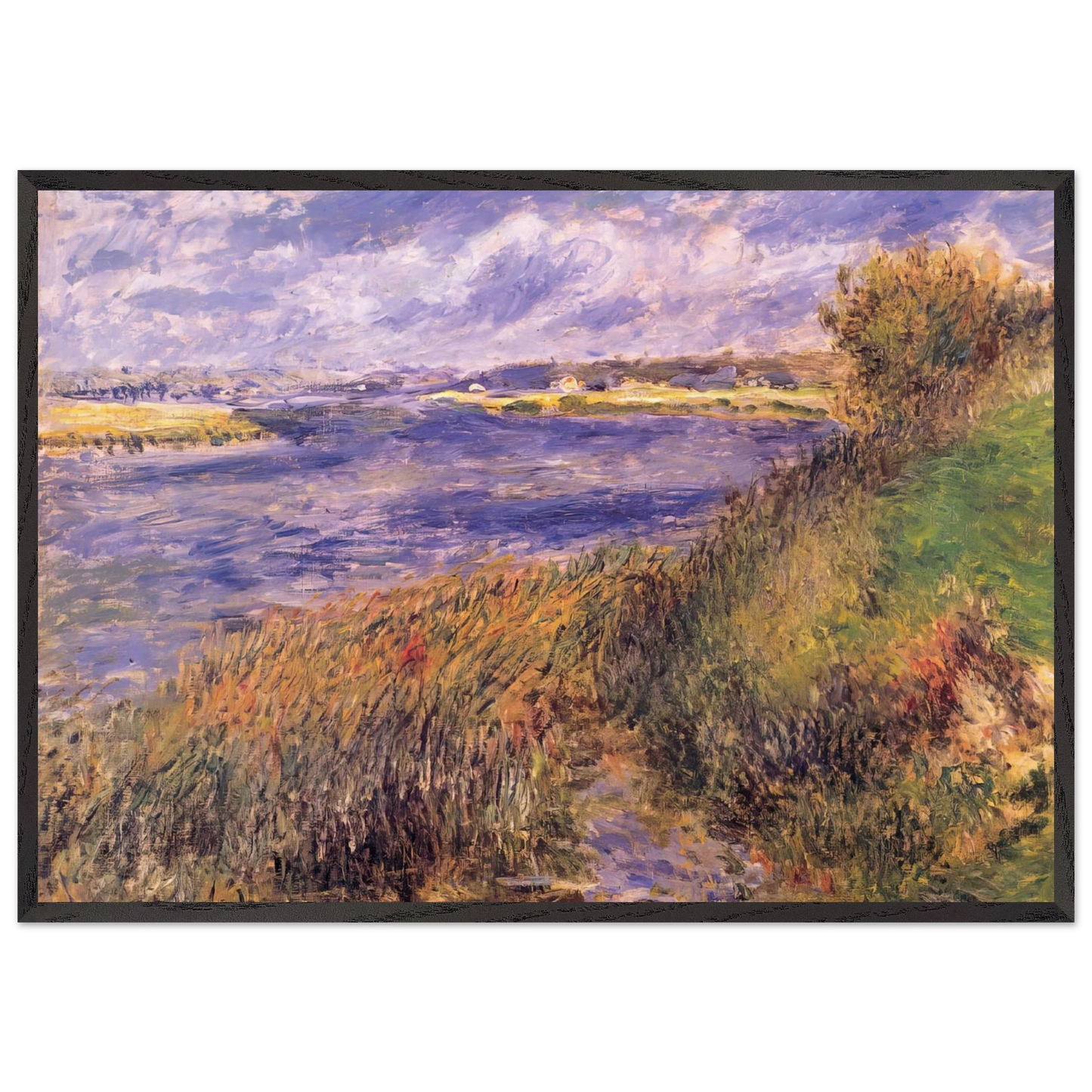 Banks of the Seine at Champrosay - Pierre-Auguste Renoir Framed Art Print – Black Wooden Frame - Default Title - -Framed Art Print