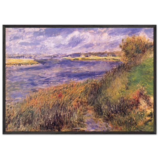 Banks of the Seine at Champrosay - Pierre-Auguste Renoir 70x100 cm / 28x40 inches Framed Art Print – Black Wooden Frame