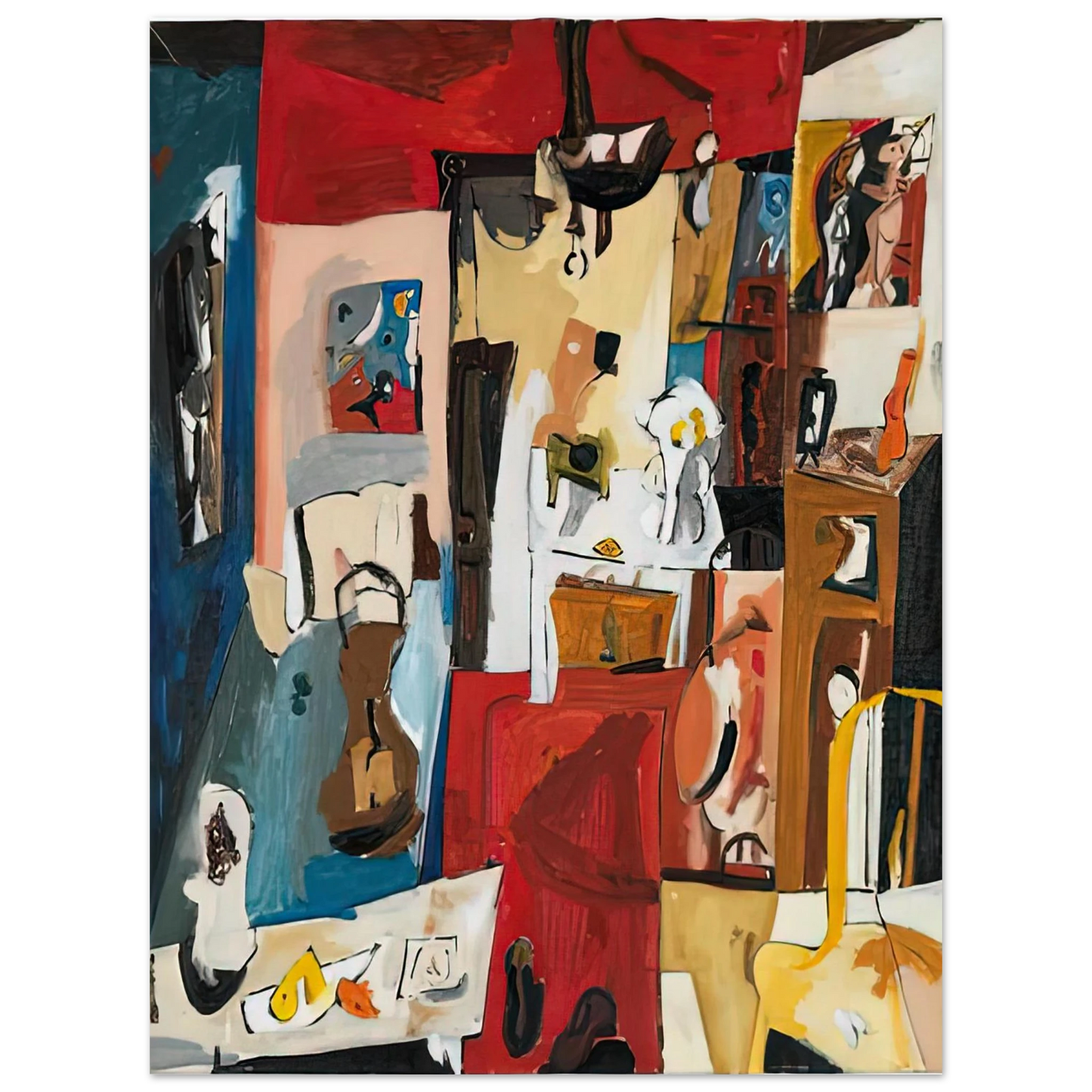 Helen Frankenthaler - 21st Street Studio, 1950- Wall Art - 21x29.7 cm / 8x12" - Premium Wooden Framed Poster With Fine Art Paper - Wood frame