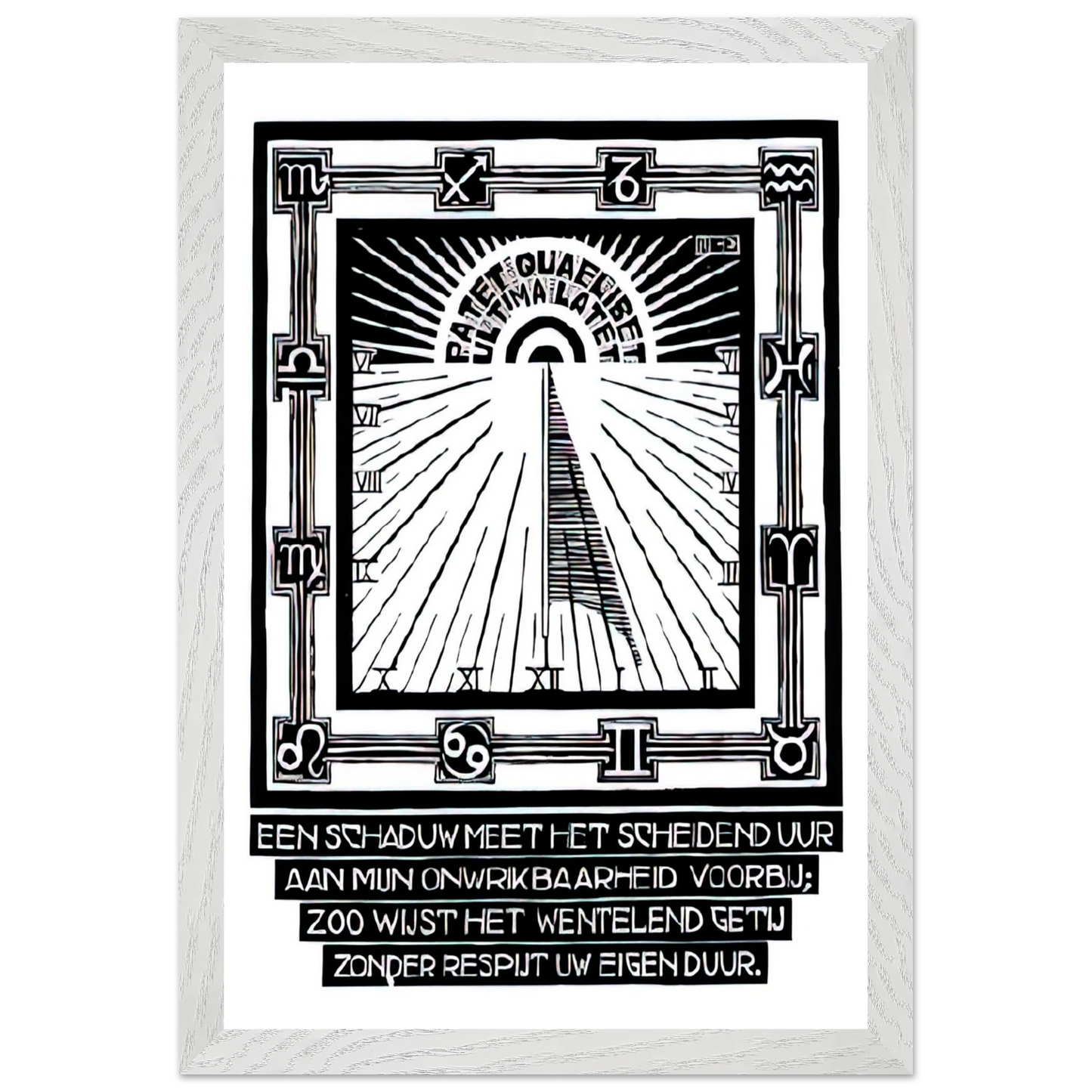 MC Escher - SUNDIAL XXIV EMBLEMATA REJECTED PLATE 1931 Wall Art - 30x40 cm / 12x16 inches - Premium Wooden Framed Poster With Fine Art Paper - Wood frame