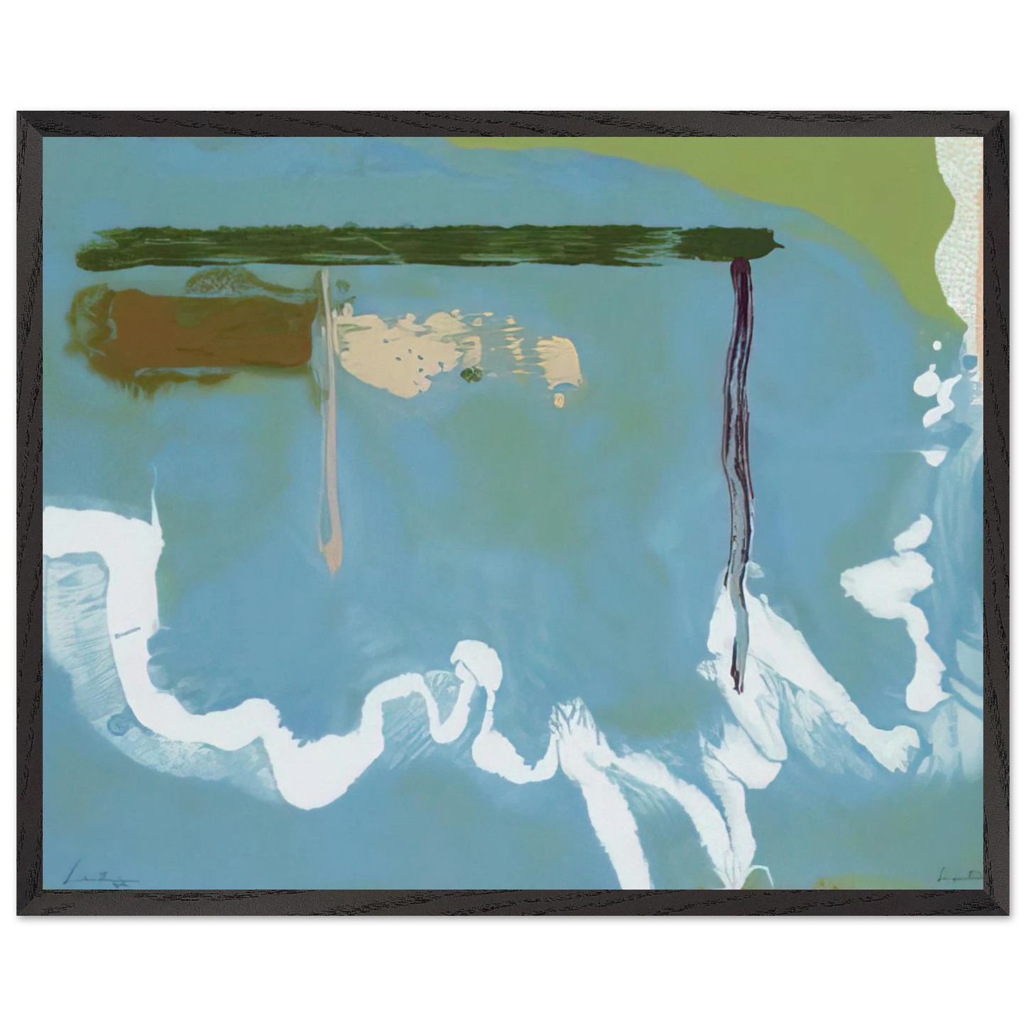 Helen Frankenthaler - Skywriting - 1997 Wall art - 27x35 cm / 11x14 inches - Premium Wooden Framed Poster With Fine Art Paper - Black frame