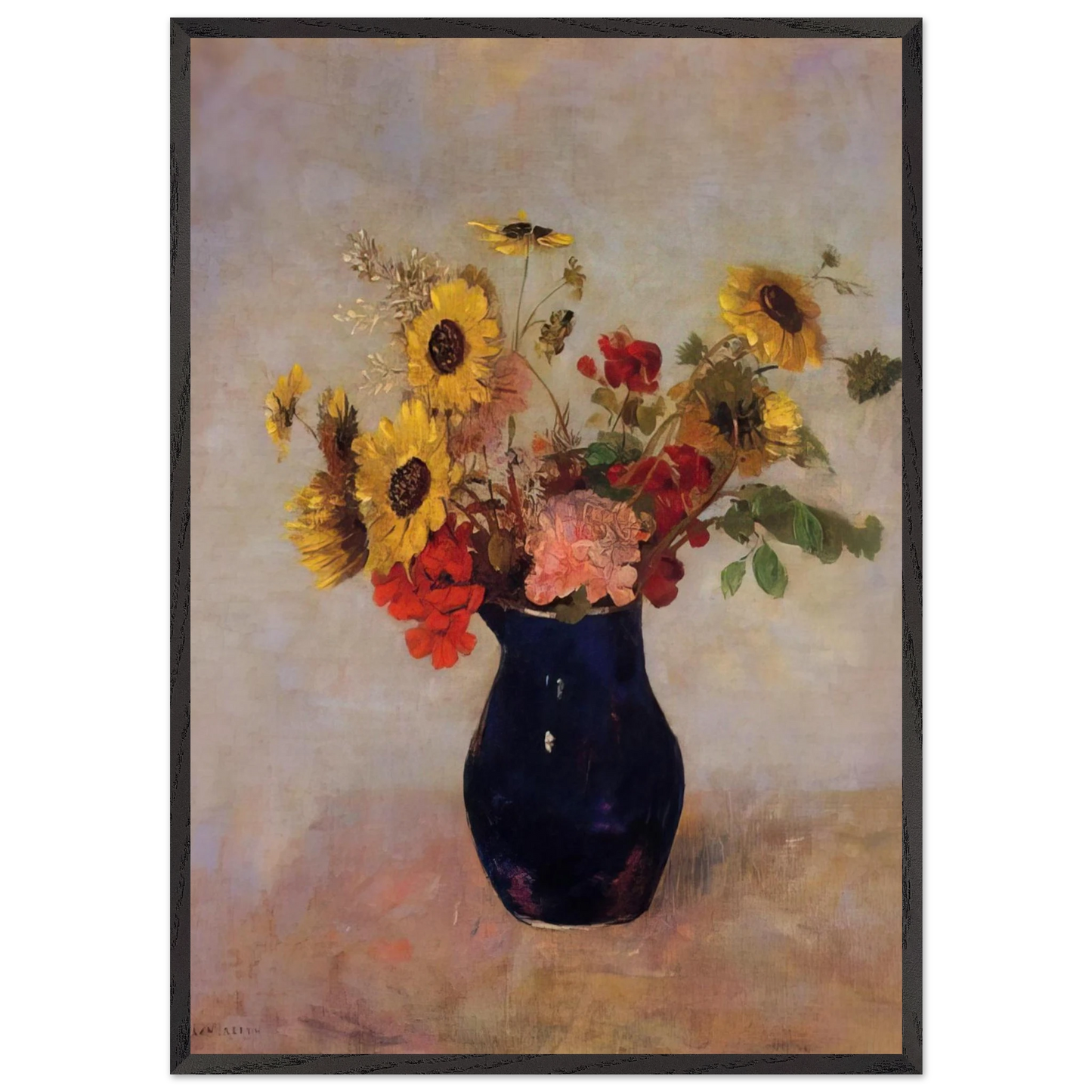 VASE OF FLOWERS N1 - Odilon Redon Framed Art Print – Black Wooden Frame - Default Title - -Framed Art Print
