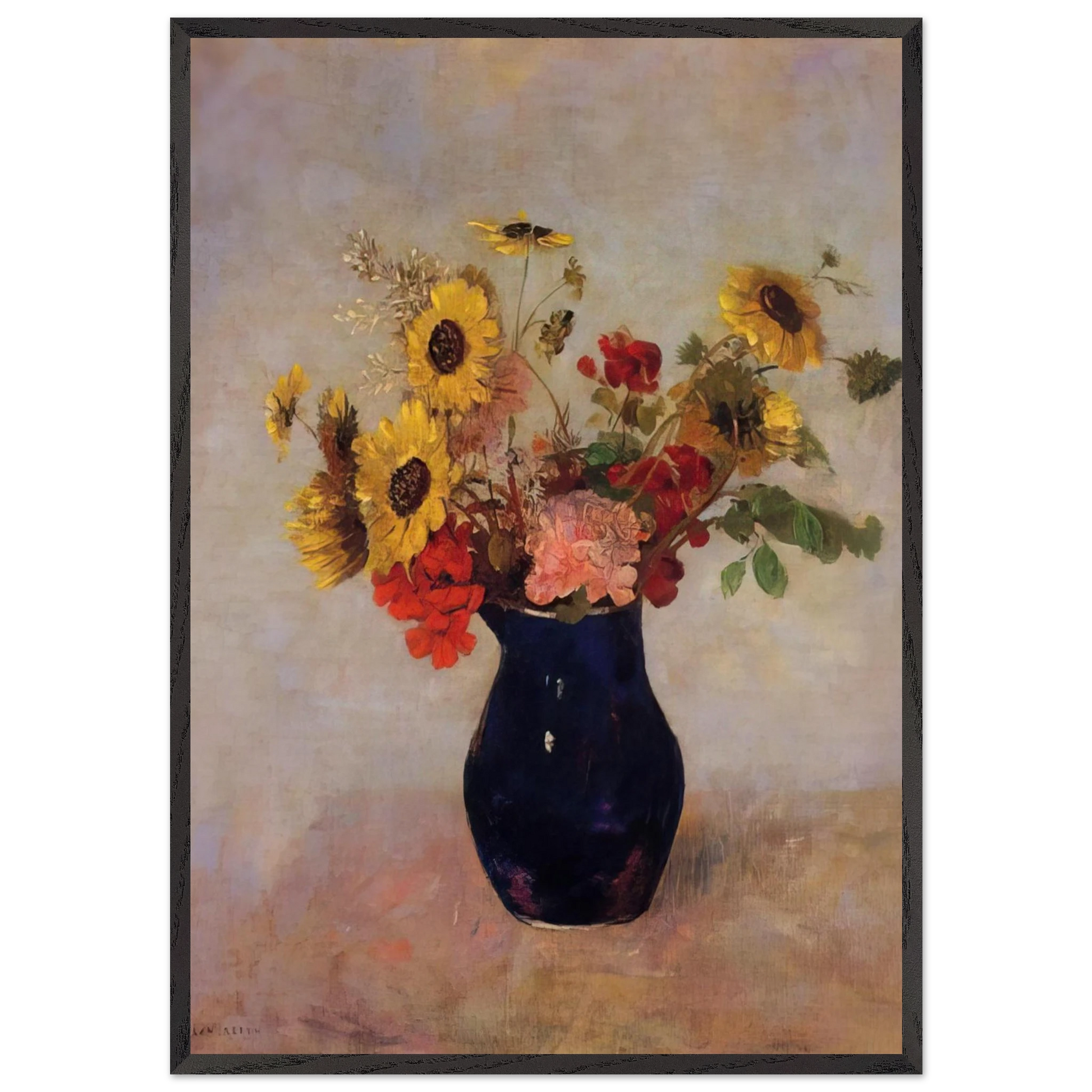 VASE OF FLOWERS N1 - Odilon Redon Framed Art Print – Black Wooden Frame - Default Title - -Framed Art Print