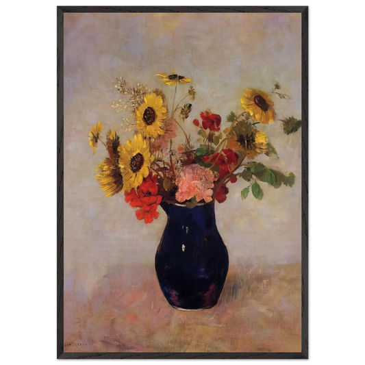 VASE OF FLOWERS N1 - Odilon Redon Framed Art Print – Black Wooden Frame - Default Title - -Framed Art Print