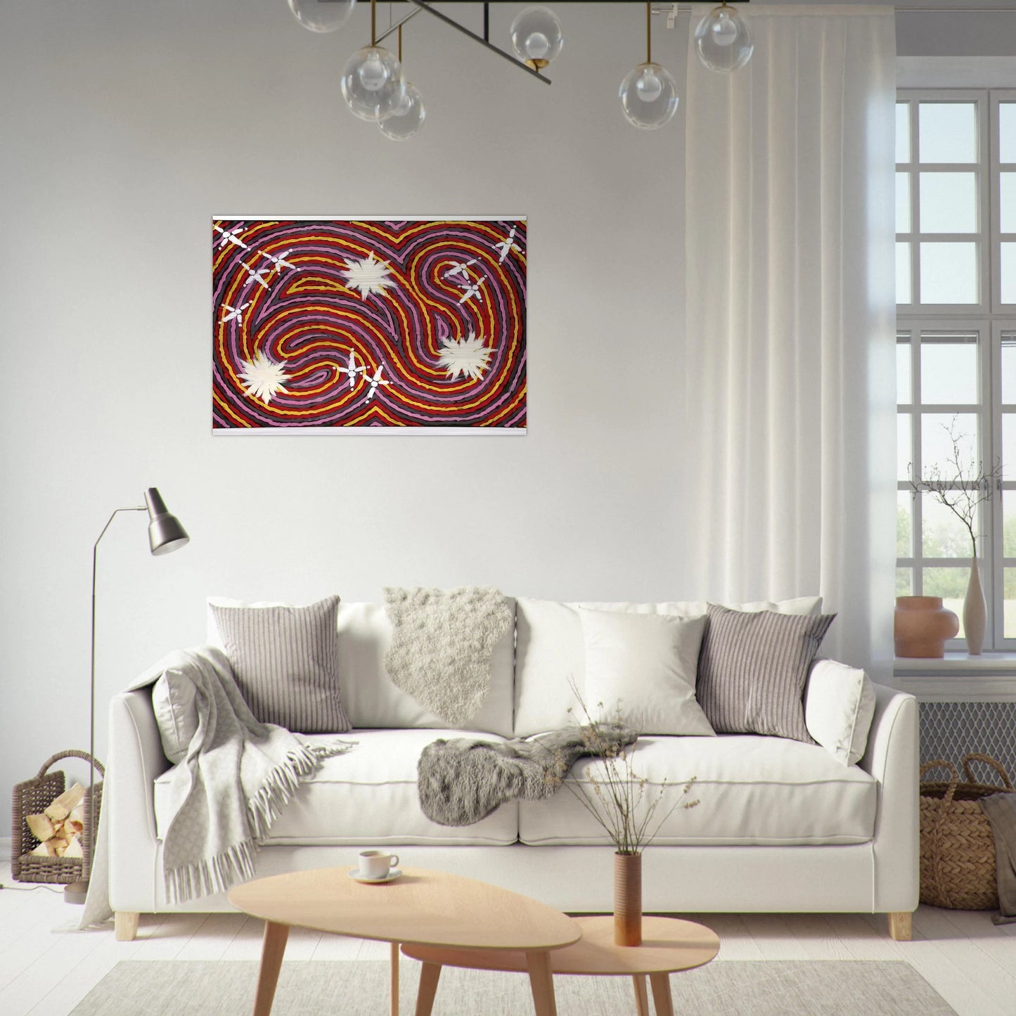 Rêve Ver De Terre Et Du Corbeau - 1999 - Clifford Possum Tjapaltjarri Brushed Aluminum Print - 70x100 cm / 28x40 inches | Clifford Possum Tjapaltjarri Aluminum Print | Clifford Possum Tjapaltjarri Prints