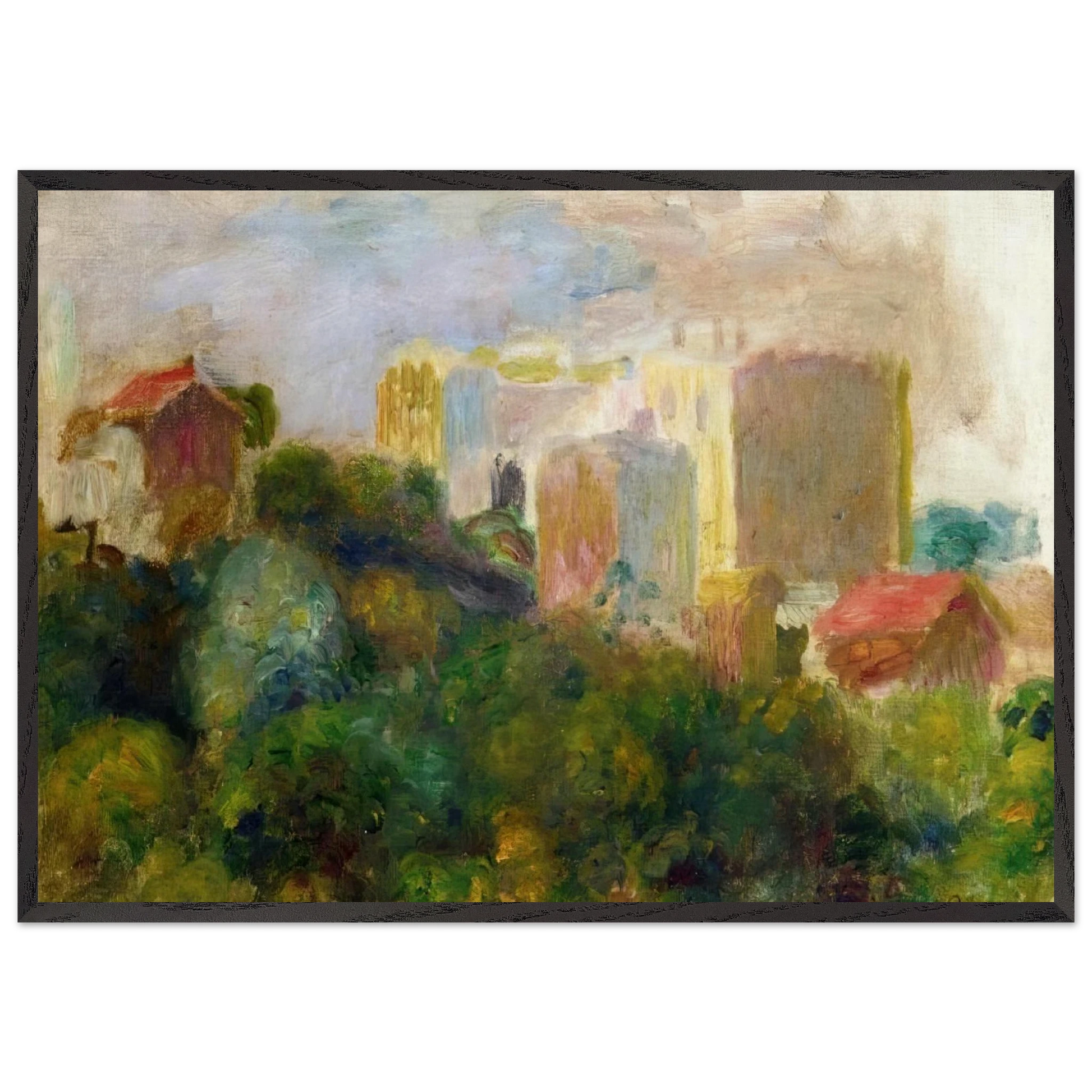 View from Renoirs Garden in Montmartre - Pierre-Auguste Renoir Framed Art Print – Black Wooden Frame - Default Title - -Framed Art Print