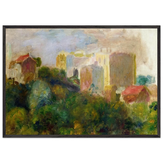 View from Renoirs Garden in Montmartre - Pierre-Auguste Renoir 70x100 cm / 28x40 inches Framed Art Print – Black Wooden Frame