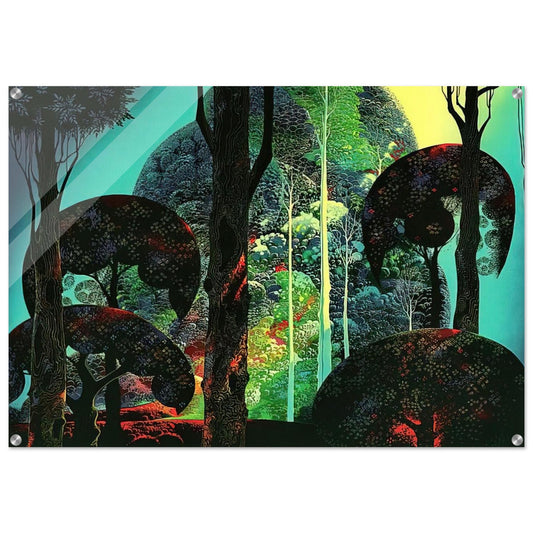 Fired by Sun - Eyvind Earle Acrylic Print - 70x100 cm / 28x40″ inches | Eyvind Earle Wall Art | Eyvind Earle Prints