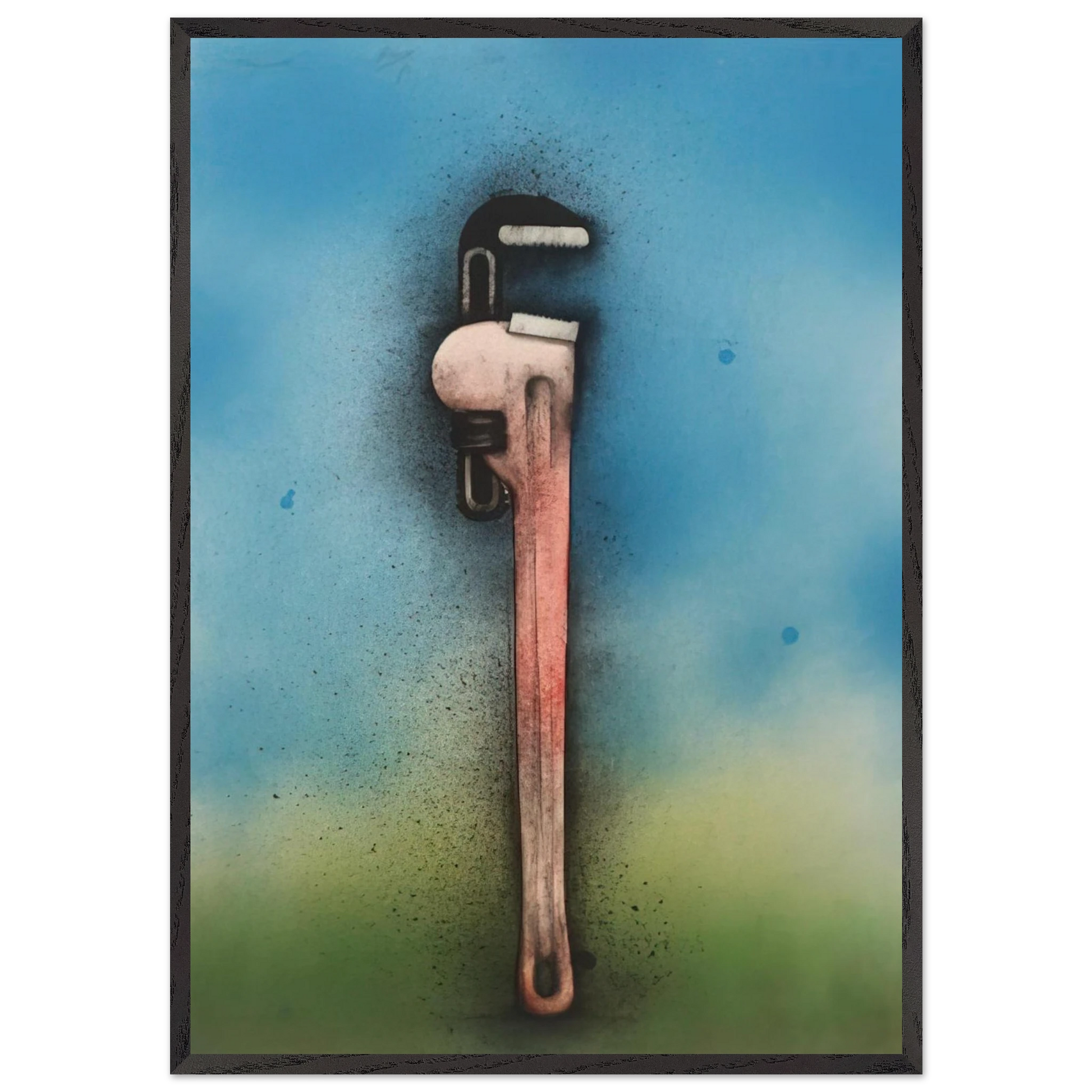 BIG RED WRENCH IN A LANDSCAPE 1973 - Jim Dine Framed Art Print – Black Wooden Frame - Default Title - -Framed Art Print