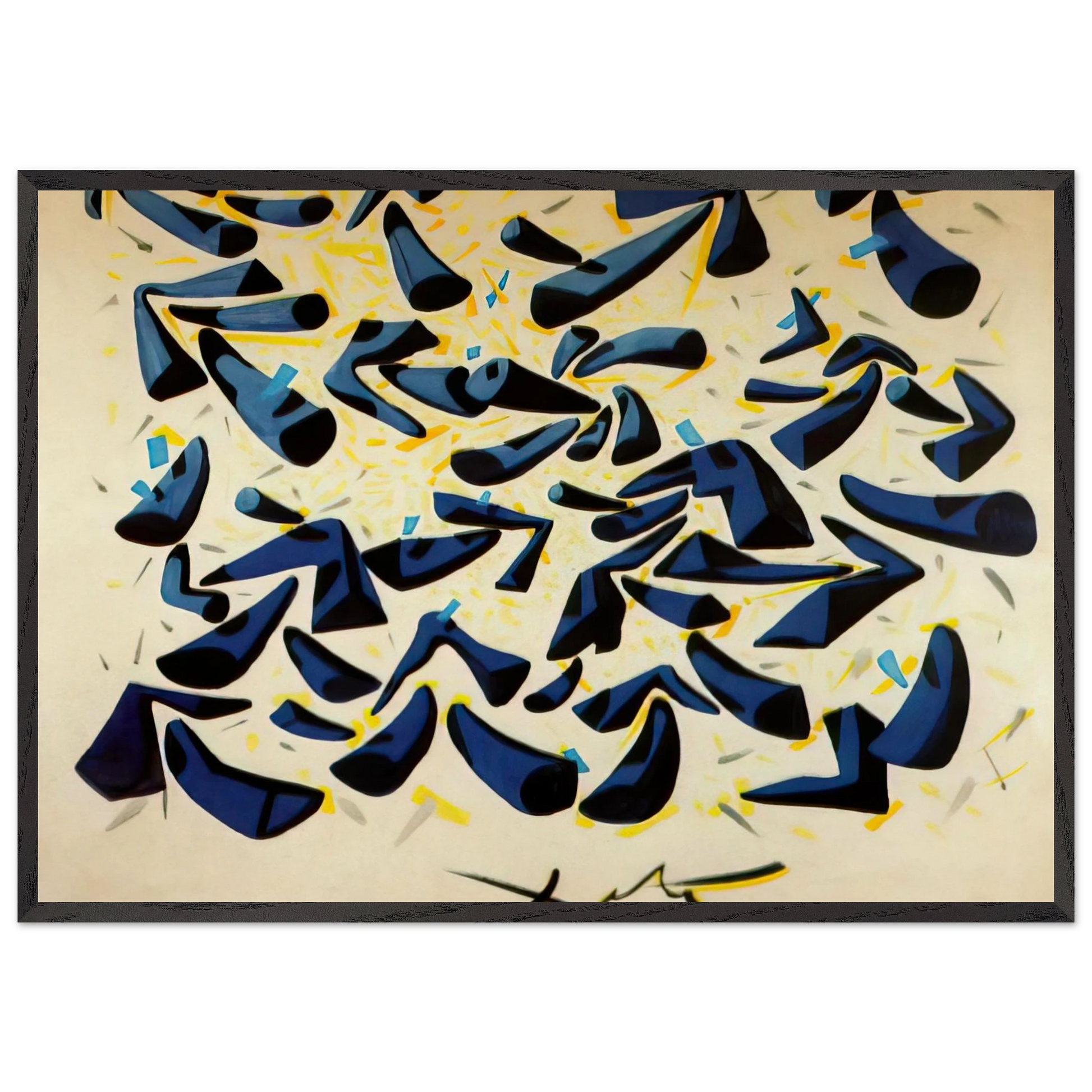 BLUE HORNS DESIGN FOR A SCARF - Salvador Dali Framed Art Print – Black Wooden Frame - Default Title - -Framed Art Print