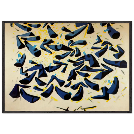 BLUE HORNS DESIGN FOR A SCARF - Salvador Dali Framed Art Print – Black Wooden Frame - Default Title - -Framed Art Print