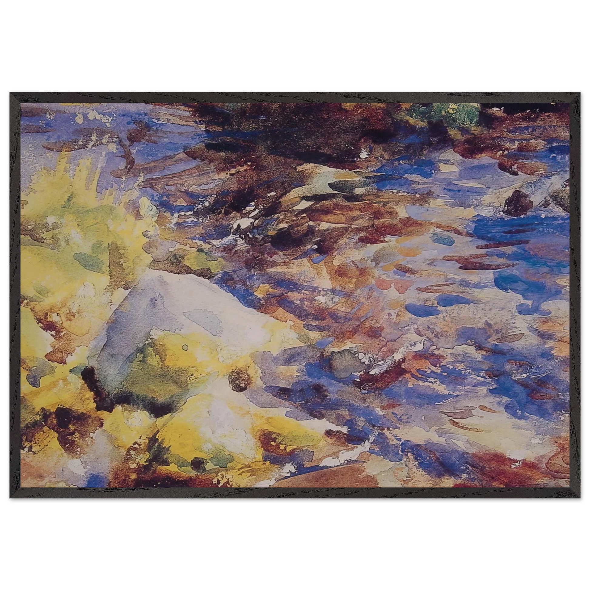 Reflections Rocks and Water - John Singer Sargent Framed Art Print – Black Wooden Frame - Default Title - -Framed Art Print