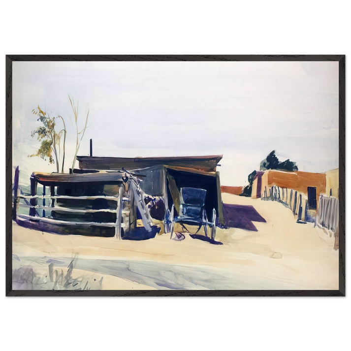 Adobes and Shed New Mexico - Edward Hopper 70x100 cm / 28x40 inches Framed Art Print – Black Wooden Frame