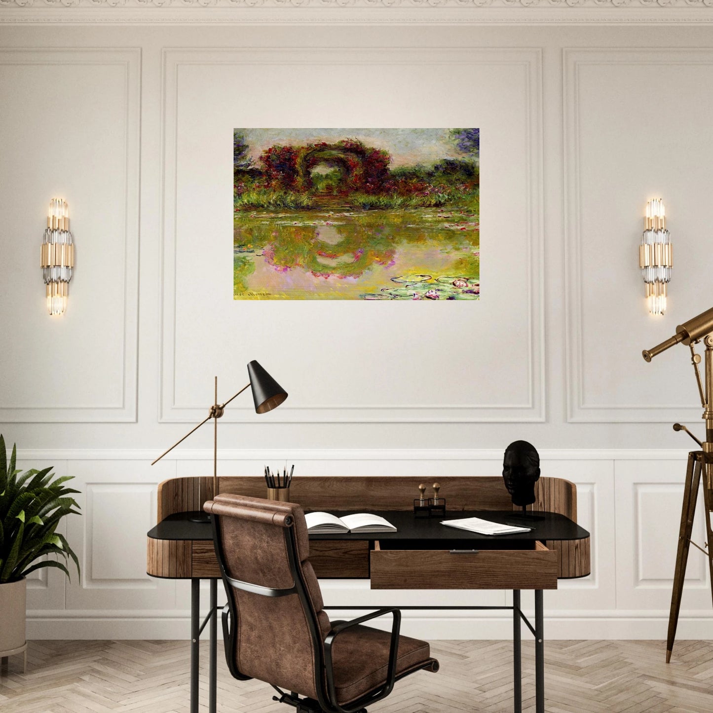 Rose Arches at Giverny - claude monet Brushed Aluminum Print - 70x100 cm / 28x40 inches | claude monet Aluminum Print | claude monet Prints