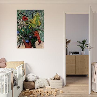Wild Flowers and Thistles in a Vase - Vincent van Gogh Brushed Aluminum Print - 70x100 cm / 28x40 inches | Vincent van Gogh Aluminum Print | Vincent van Gogh Prints