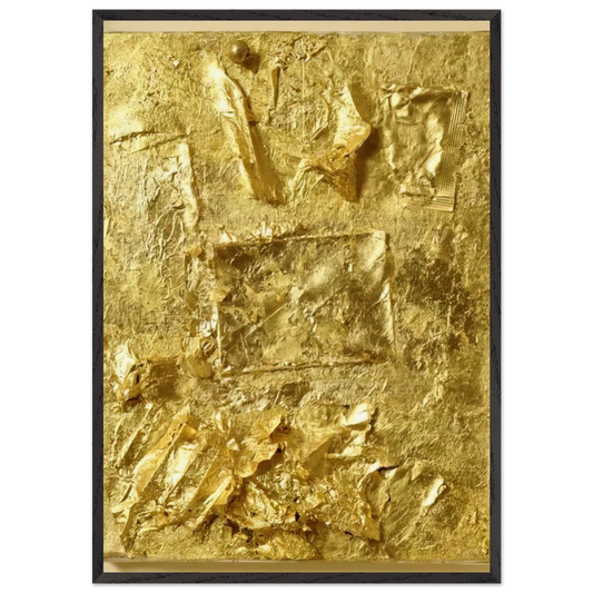 UNTITLED GOLD PAINTING 1964 - Robert Rauschenberg Framed Art Print – Black Wooden Frame - Default Title - -Framed Art Print