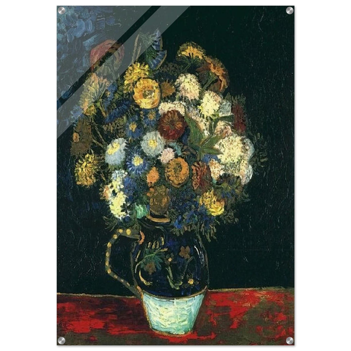 Still Life Vase with Zinnias - Vincent van Gogh Acrylic Print - 70x100 cm / 28x40″ inches | Vincent van Gogh Wall Art | Vincent van Gogh Prints
