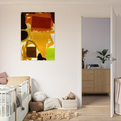 Abstract Painting with Boxes 2 - 1963 - Ronnie Landfield Brushed Aluminum Print - 70x100 cm / 28x40 inches | Ronnie Landfield Aluminum Print | Ronnie Landfield Prints