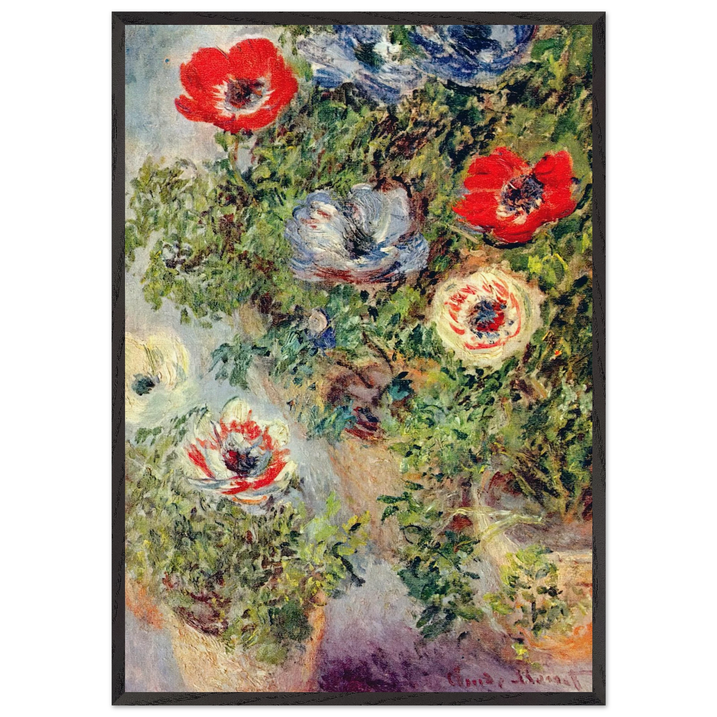 Stilll Life with Anemones - claude monet Framed Art Print – Black Wooden Frame - Default Title - -Framed Art Print