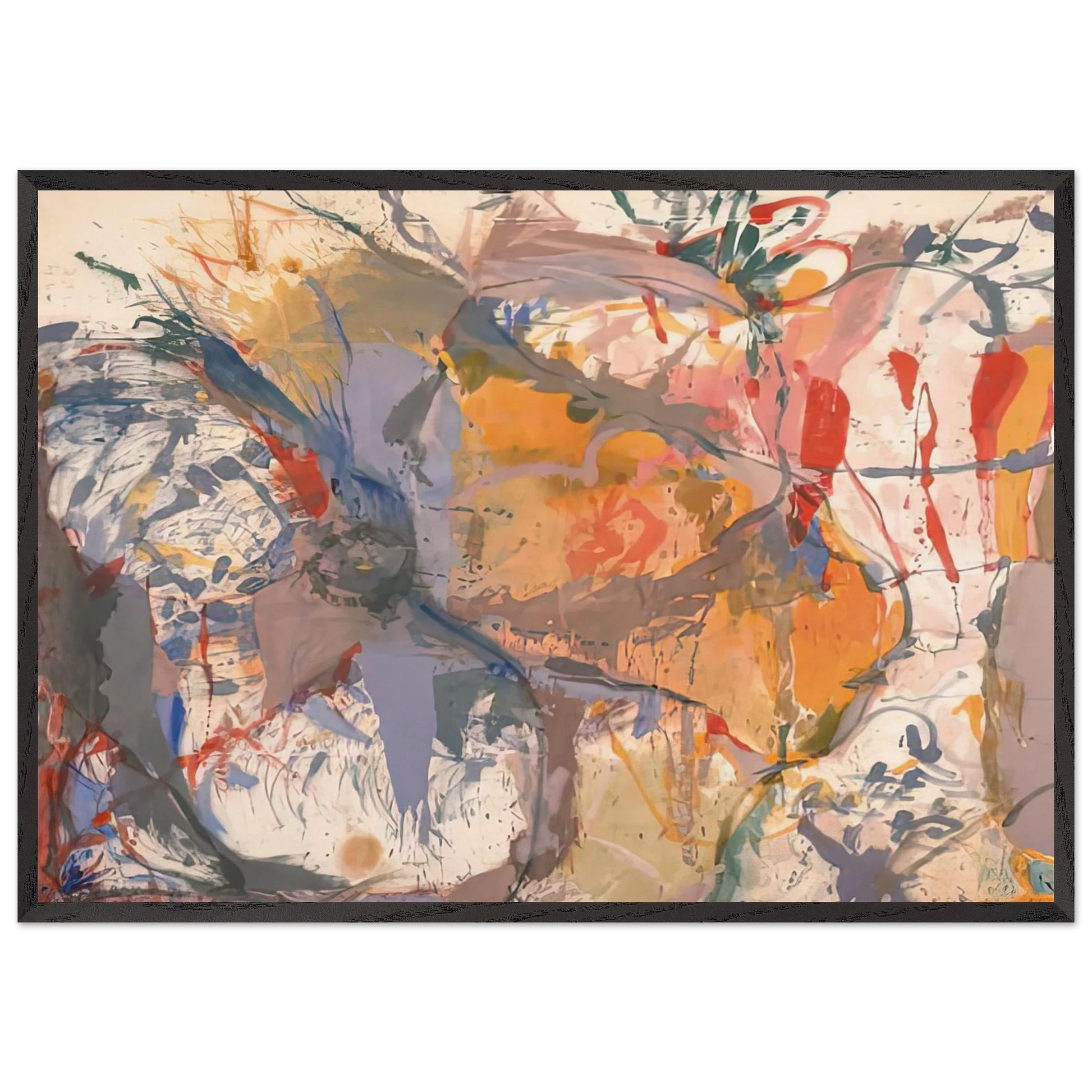 Before the Caves 1958- - Helen Frankenthaler 70x100 cm / 28x40 inches Framed Art Print – Black Wooden Frame
