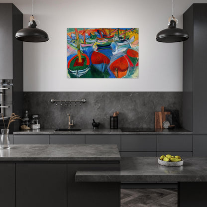 BOATS AT MARTIGUES 1908 - Raoul Dufy Acrylic Print - 70x100 cm / 28x40″ inches | Raoul Dufy Wall Art | Raoul Dufy Prints