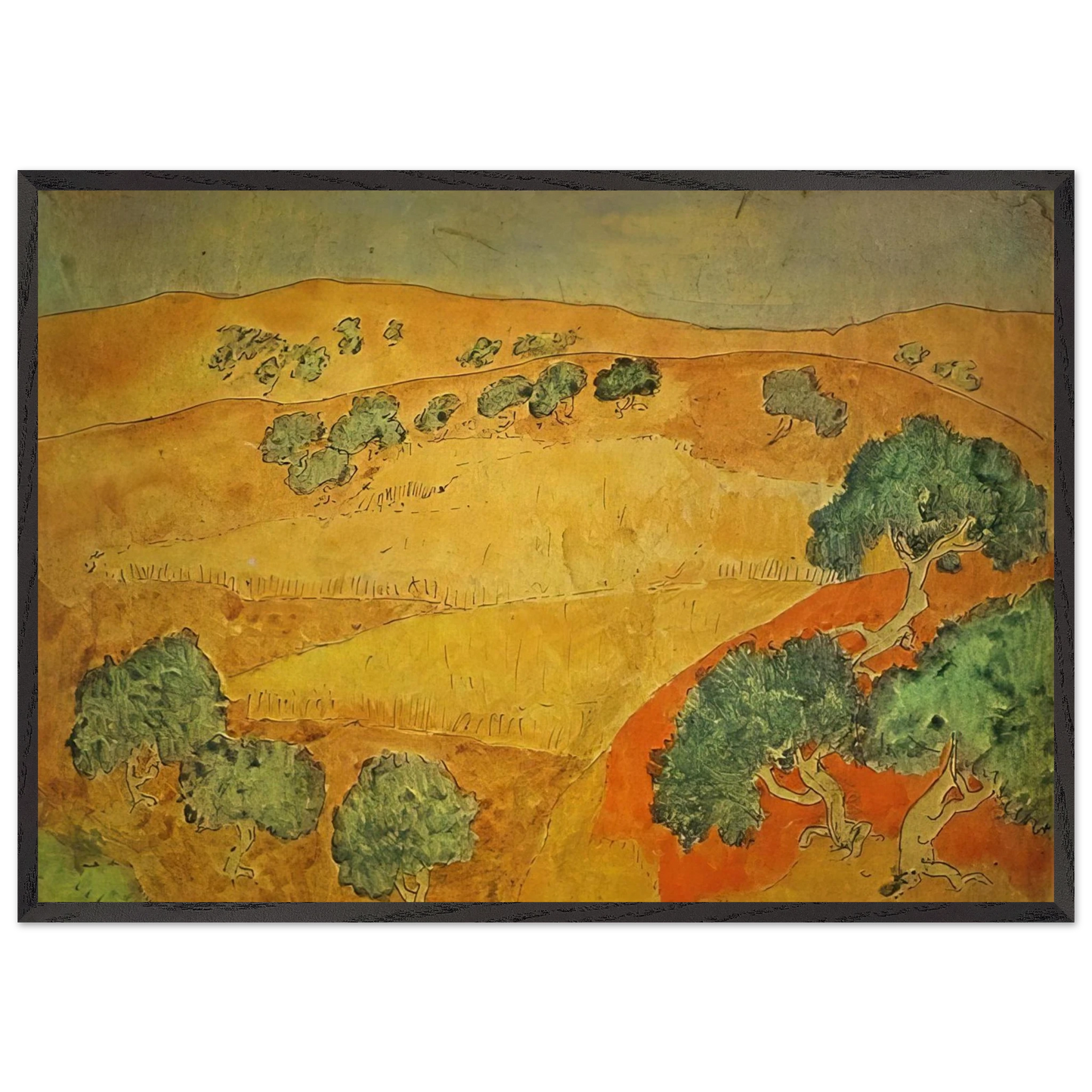 Summer landscape - Pablo Picasso Framed Art Print – Black Wooden Frame - Default Title - -Framed Art Print