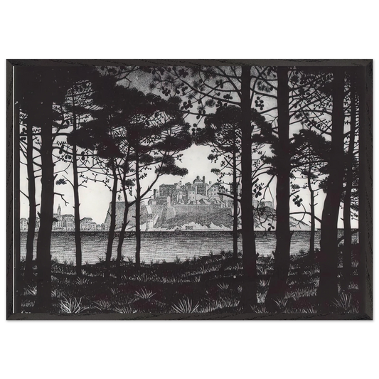 PINETA OF CALVI CORSICA - MC Escher Framed Art Print – Black Wooden Frame - Default Title - -Framed Art Print