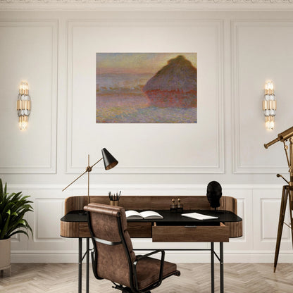 Grainstack Sunset - claude monet Brushed Aluminum Print - 70x100 cm / 28x40 inches | claude monet Aluminum Print | claude monet Prints