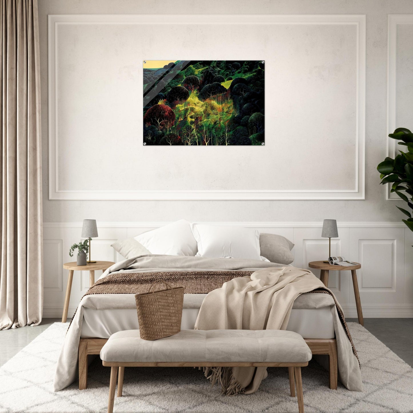 Autumn Fields - Eyvind Earle Acrylic Print - 70x100 cm / 28x40″ inches | Eyvind Earle Wall Art | Eyvind Earle Prints