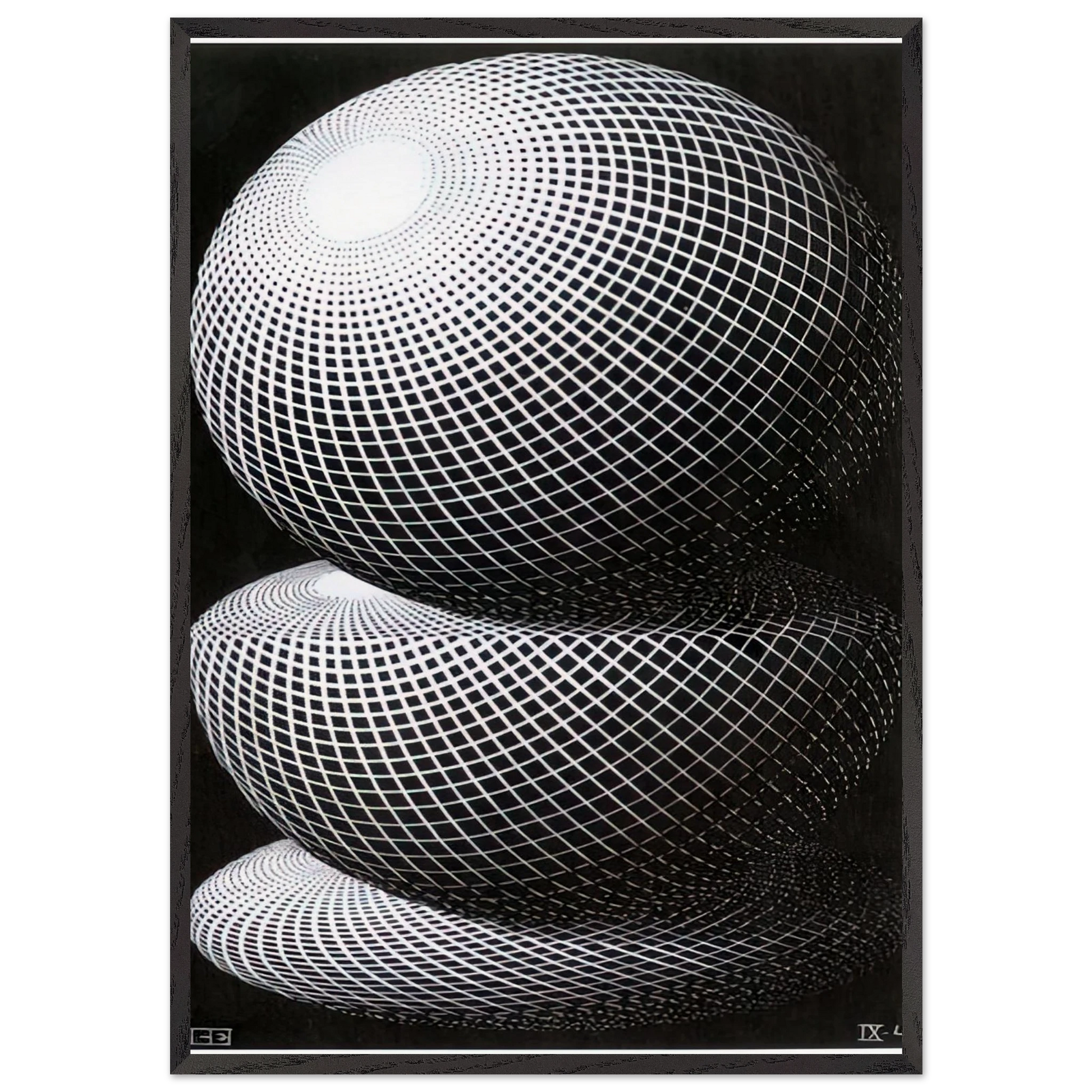 THREE SPHERES I SCHEME - MC Escher Framed Art Print – Black Wooden Frame - Default Title - -Framed Art Print