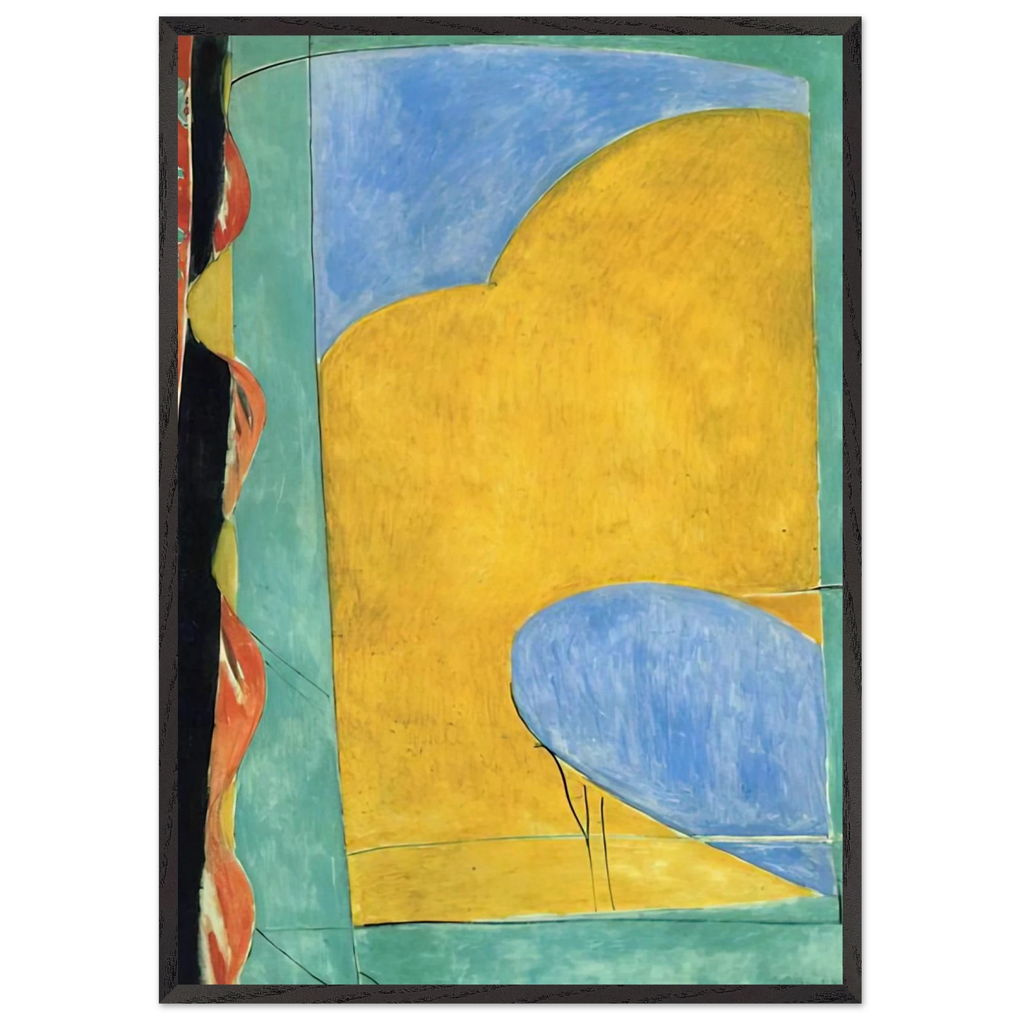 THE YELLOW CURTAIN - Henri Matisse Framed Art Print – Black Wooden Frame - Default Title - -Framed Art Print