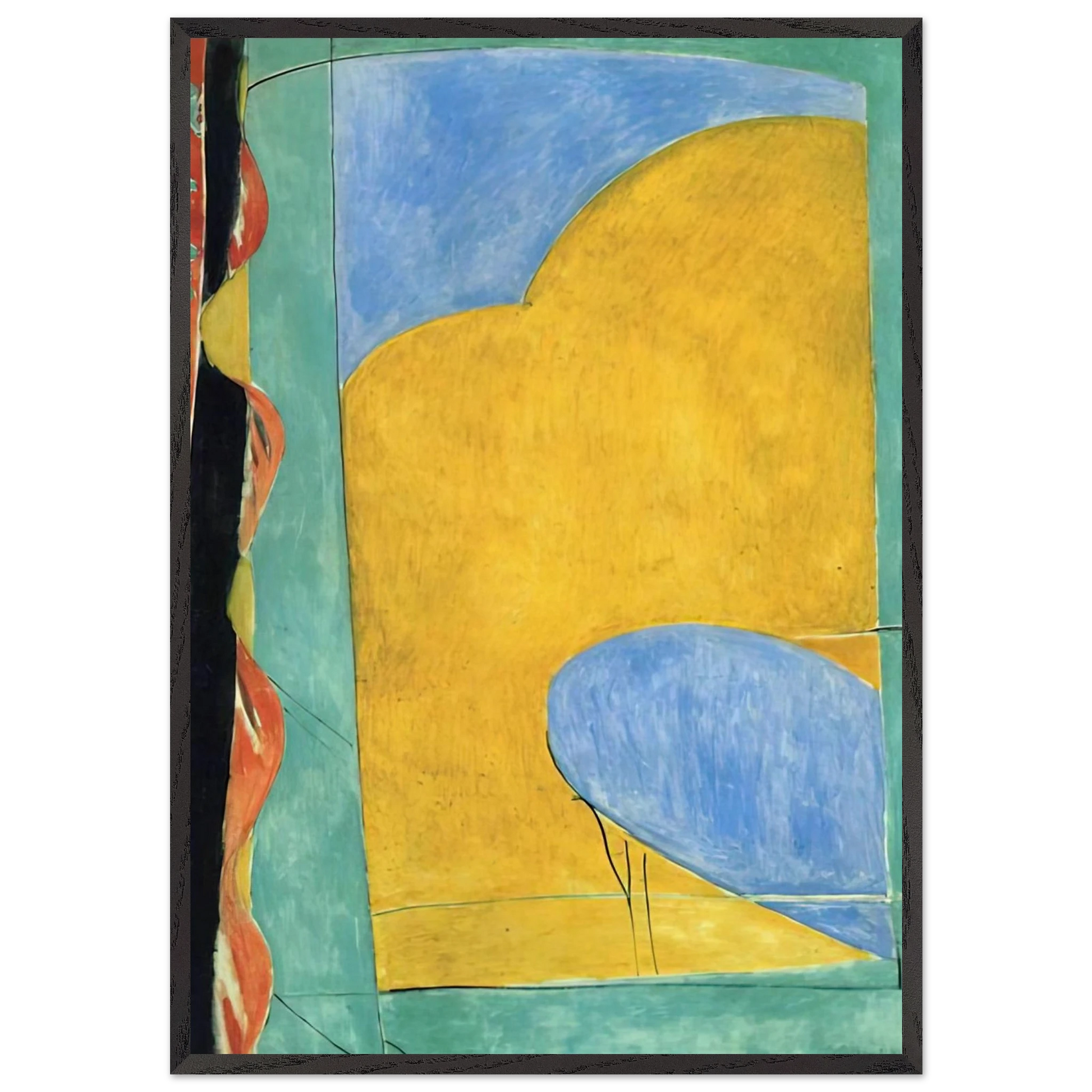THE YELLOW CURTAIN - Henri Matisse Framed Art Print – Black Wooden Frame - Default Title - -Framed Art Print