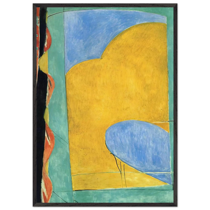 THE YELLOW CURTAIN - Henri Matisse 70x100 cm / 28x40 inches Framed Art Print – Black Wooden Frame