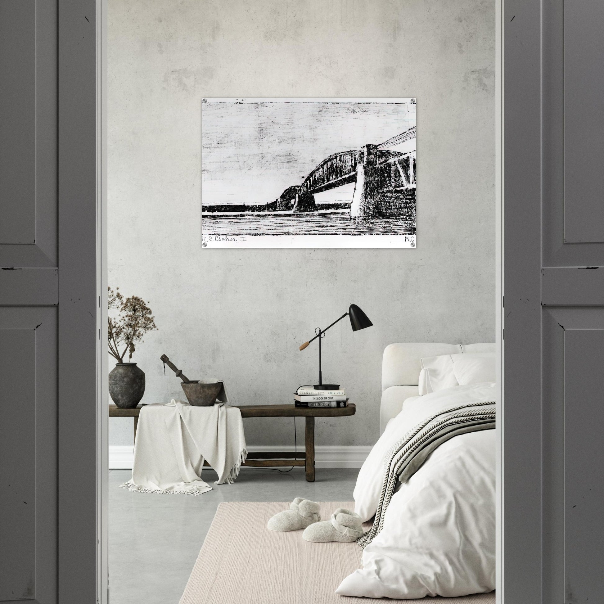 RAILWAY BRIDGE OOSTERBEEK - MC Escher Acrylic Print - 70x100 cm / 28x40″ inches | MC Escher Wall Art | MC Escher Prints