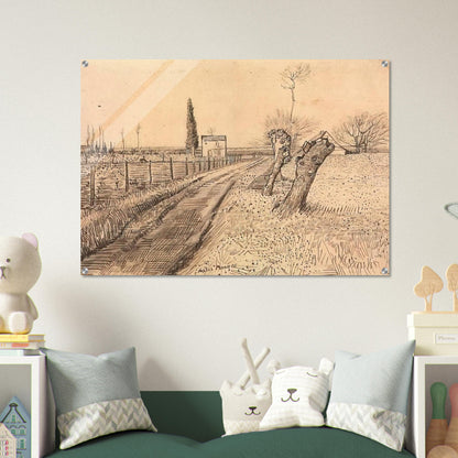 Landscape with Path and Pollard Trees - Vincent van Gogh Acrylic Print - 70x100 cm / 28x40″ inches