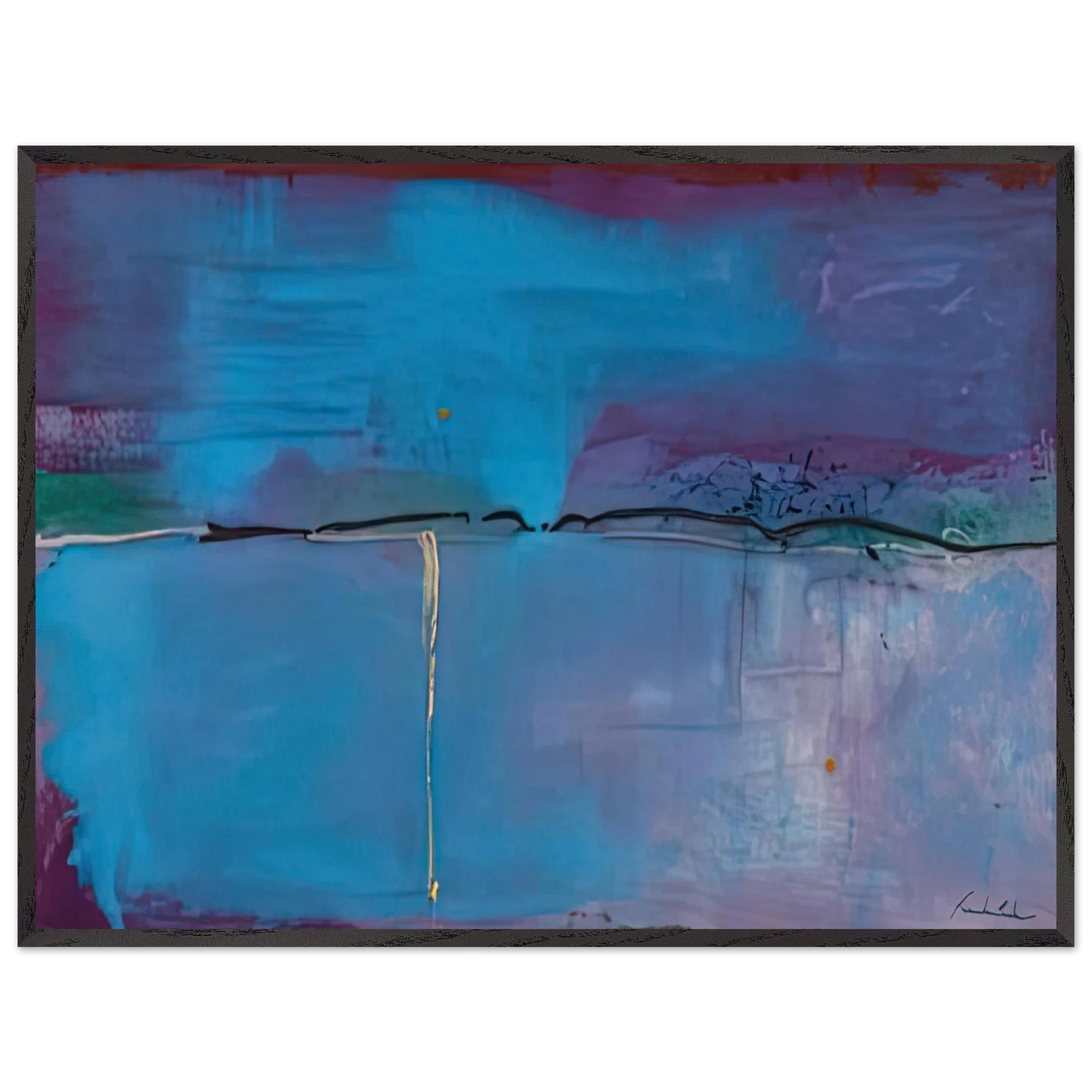Helen Frankenthaler - Zone Blue, 1994- Wall Art - 21x29.7 cm / 8x12" - Premium Wooden Framed Poster With Fine Art Paper - Wood frame