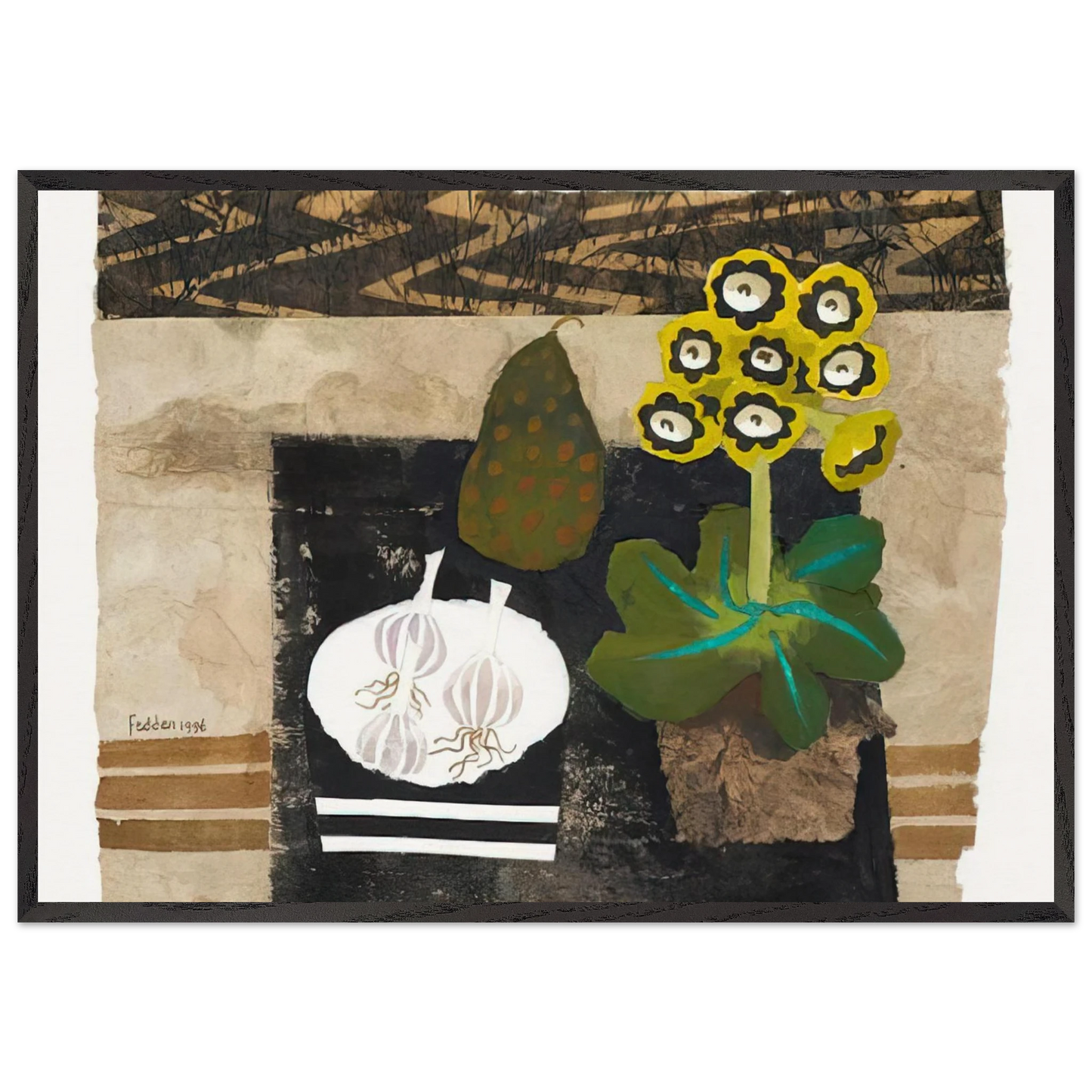 Auricula - 1996 - Mary Fedden Framed Art Print – Black Wooden Frame - Default Title - -Framed Art Print
