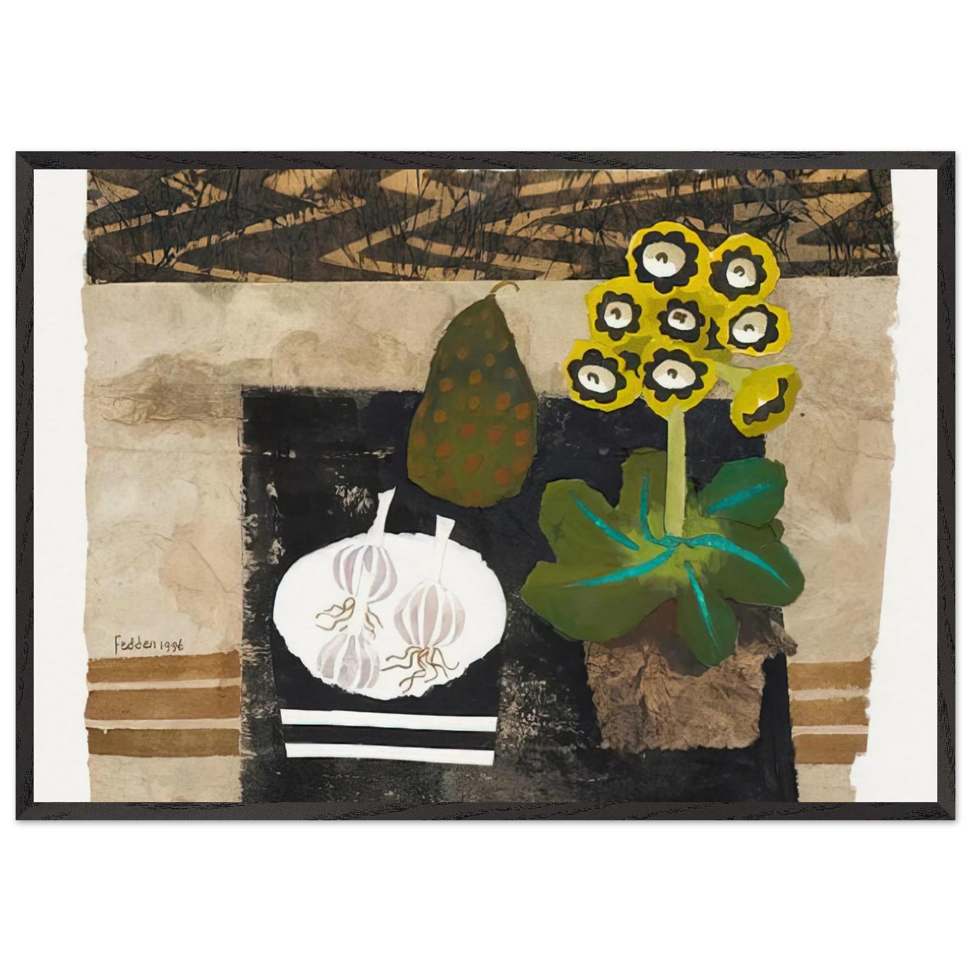 Auricula - 1996 - Mary Fedden Framed Art Print – Black Wooden Frame - Default Title - -Framed Art Print