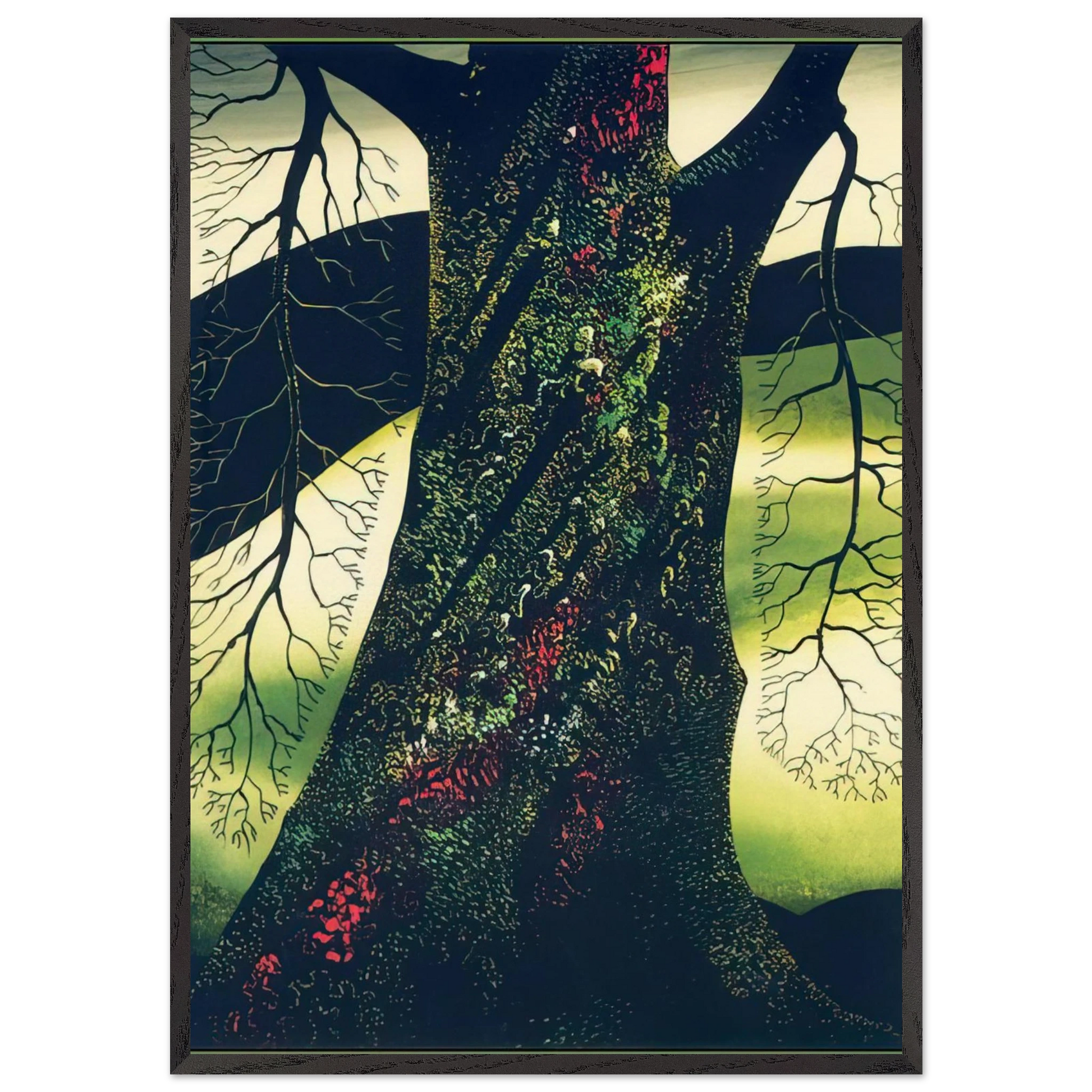 Oak Tree - Eyvind Earle Framed Art Print – Black Wooden Frame - Default Title - -Framed Art Print