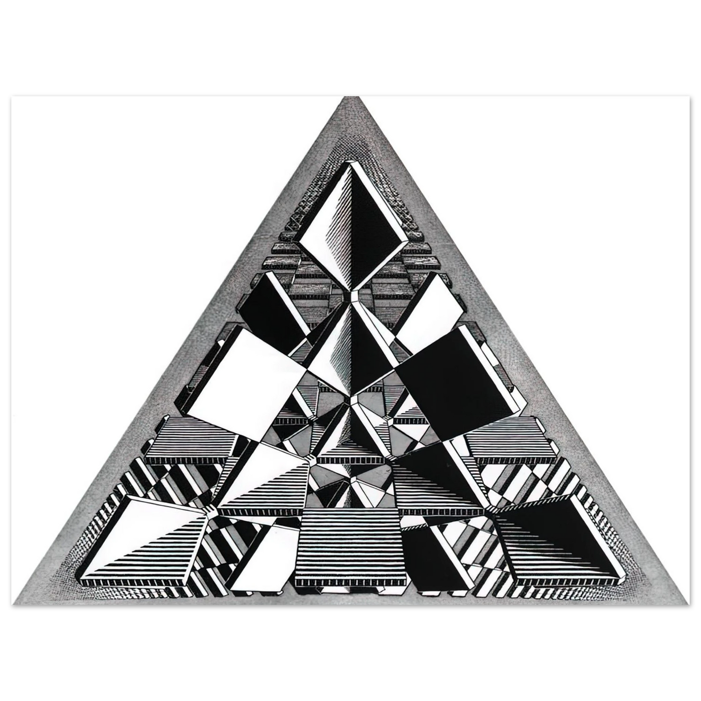 MC Escher - THREE INTERSECTING PLANES Wall Art - 21x29.7 cm / 8x12" - Premium Wooden Framed Poster With Fine Art Paper - Black frame