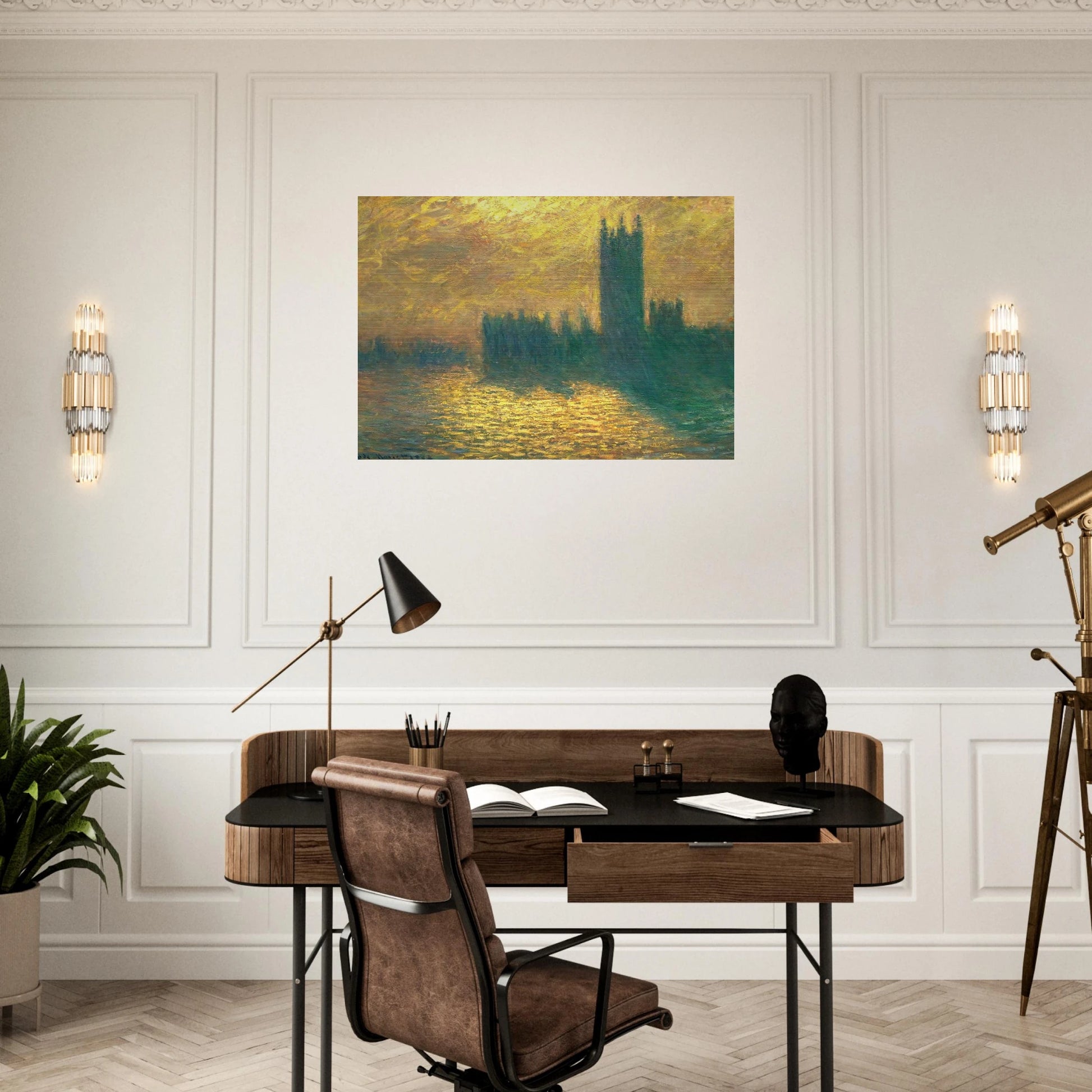 Houses of Parliament - claude monet Brushed Aluminum Print - 70x100 cm / 28x40 inches | claude monet Aluminum Print | claude monet Prints