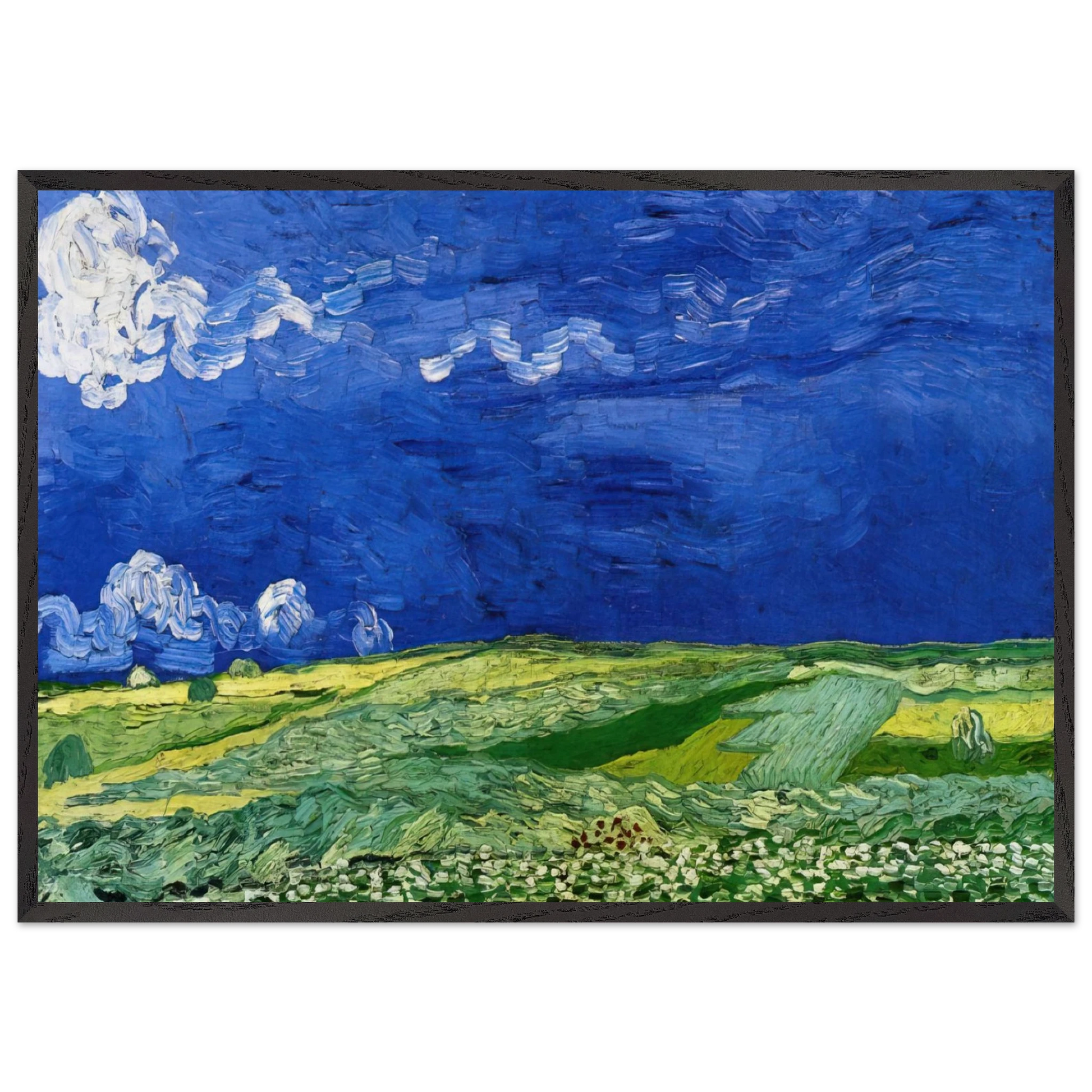 Wheatfields under Thunderclouds - Vincent van Gogh Framed Art Print – Black Wooden Frame - Default Title - -Framed Art Print