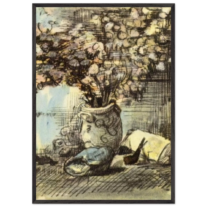 Honesty in a Vase - Vincent van Gogh 70x100 cm / 28x40 inches Framed Art Print – Black Wooden Frame