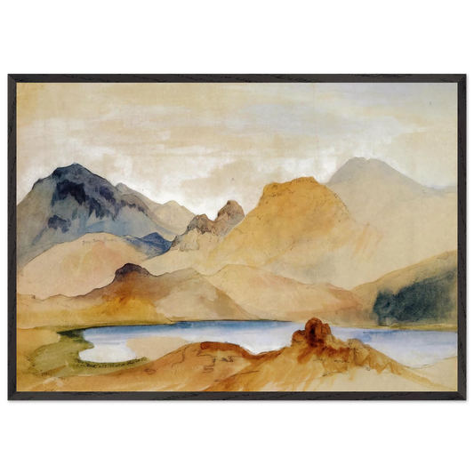 Cinnabar Mountain Yellowstone River watercolour - Thomas Moran 70x100 cm / 28x40 inches Framed Art Print – Black Wooden Frame