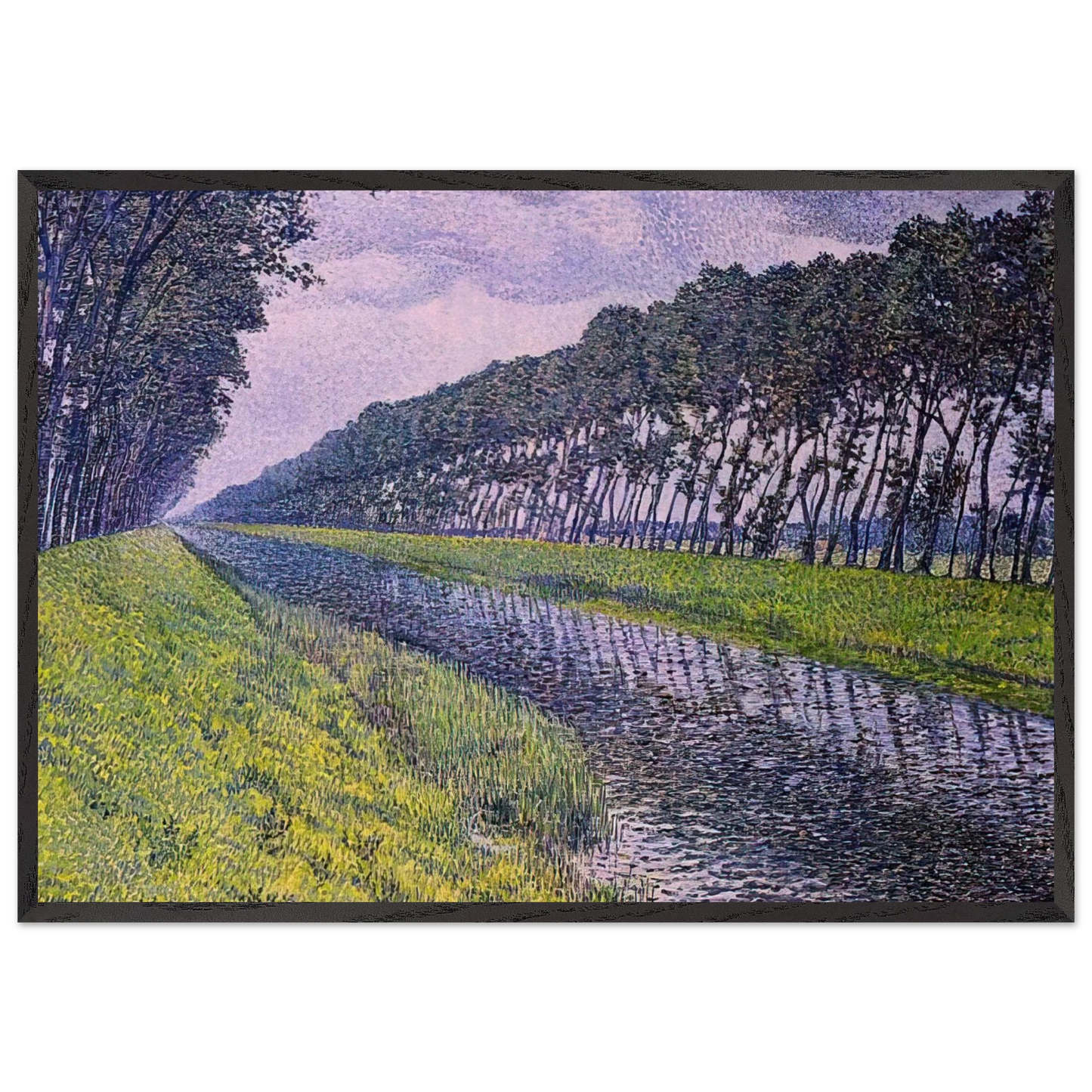 CANAL IN FLANDERS 1894 1 - Theo van Rysselberghe Framed Art Print – Black Wooden Frame - Default Title - -Framed Art Print