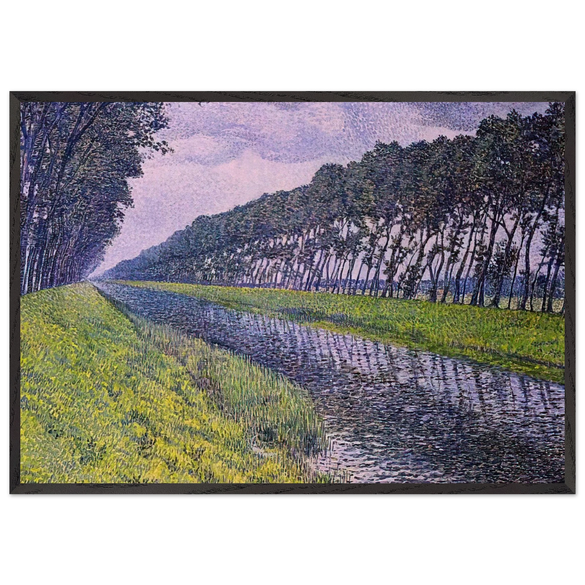 CANAL IN FLANDERS 1894 1 - Theo van Rysselberghe Framed Art Print – Black Wooden Frame - Default Title - -Framed Art Print