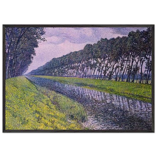CANAL IN FLANDERS 1894 1 - Theo van Rysselberghe Framed Art Print – Black Wooden Frame - Default Title - -Framed Art Print