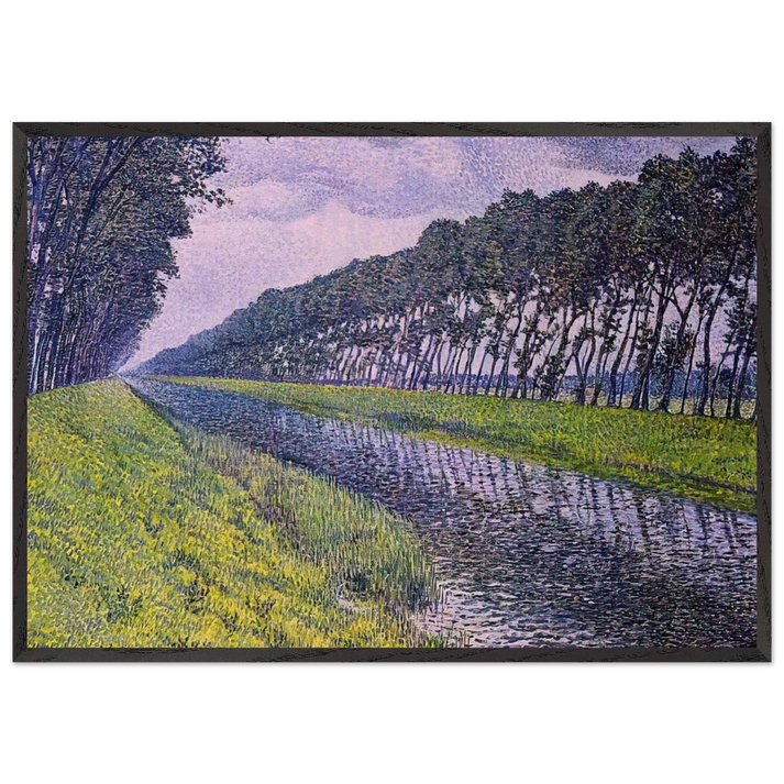 CANAL IN FLANDERS 1894 1 - Theo van Rysselberghe 70x100 cm / 28x40 inches Framed Art Print – Black Wooden Frame