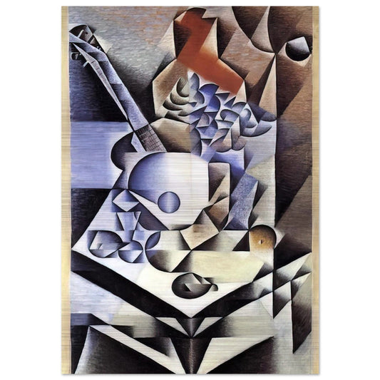 STILL LIFE WITH FLOWERS 1912 - Juan Gris Brushed Aluminum Print - 70x100 cm / 28x40 inches | Juan Gris Aluminum Print | Juan Gris Prints