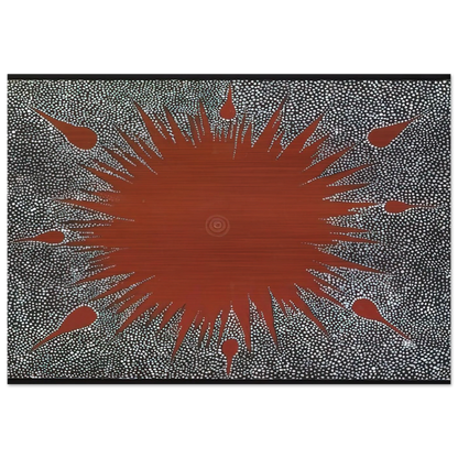 Dreaming Story at Warlugulong - 1976 - Clifford Possum Tjapaltjarri Brushed Aluminum Print - 70x100 cm / 28x40 inches | Clifford Possum Tjapaltjarri Aluminum Print | Clifford Possum Tjapaltjarri Prints